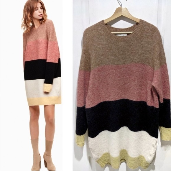 Aritzia Wilfred Free Multicolour Cipriana Alpaca Wool Blend Sweater Dress - Picture 10 of 10